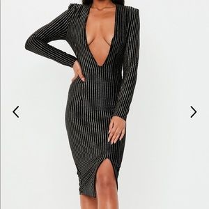 Misguided dress size 6 black and gold